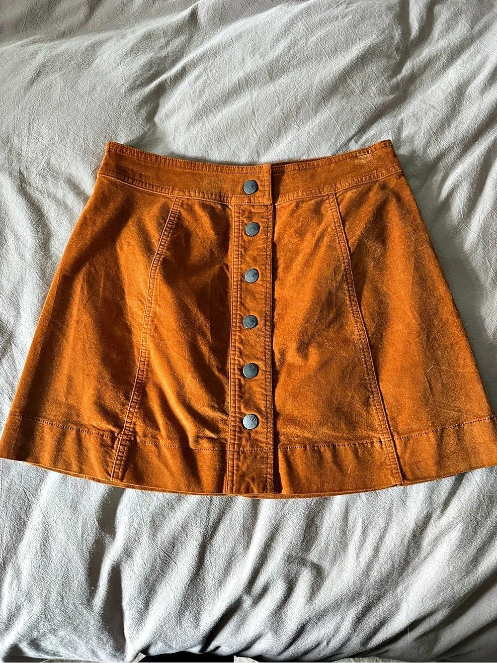 Madewell Velveteen A-Line Mini Skirt: Button-Front Edition J7909 Orange Size 4